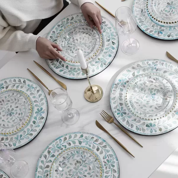 Blue Fronds plate-K