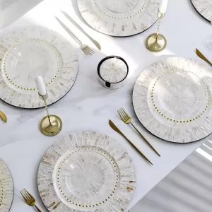 Beautiful Champagne Shell set of 6 placemats for round table runners and placemats