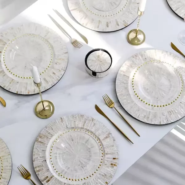 Beautiful Champagne Shell set of 6 placemats for round table runners and placemats