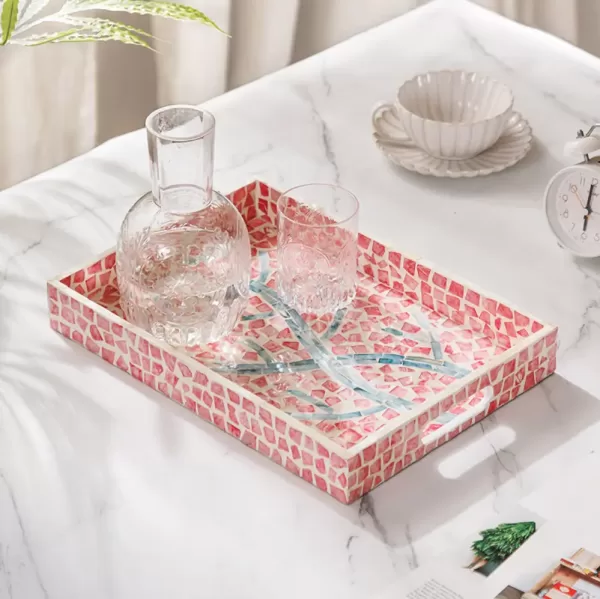 Pink mosaic salver  -M