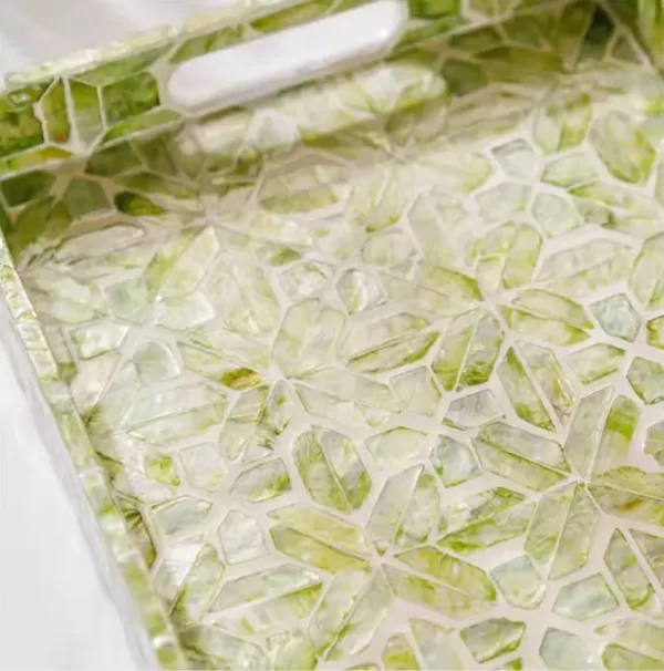 Light Green Geometric Shell Accent Tray-Q - Image 5