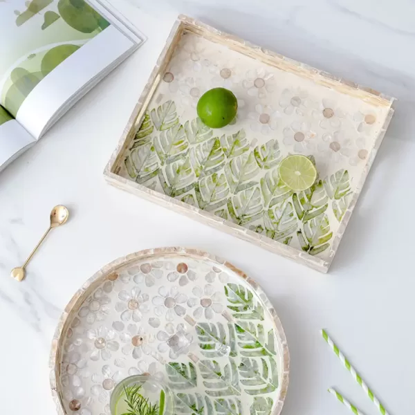 Green Fronds salver-N