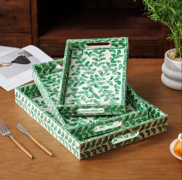 Green Leaf Shell Accent Tray-R - Image 4