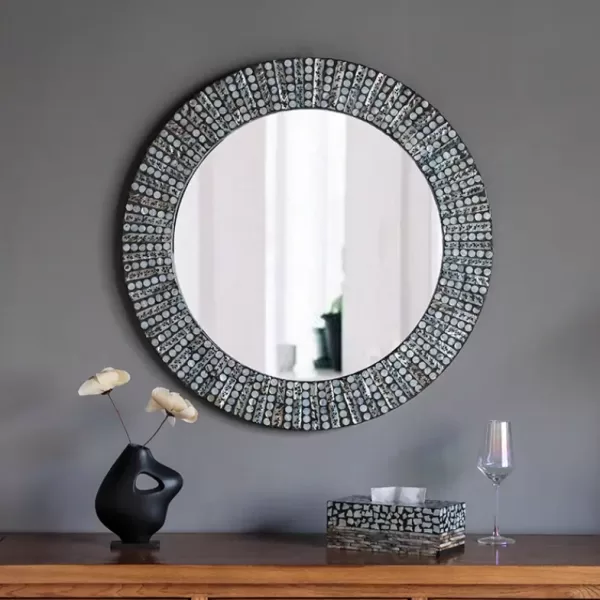 Light color shell mirror dresser mirror round decorative wall mirror home sink bathroom mirror 2025 - Image 4