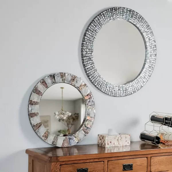 Light color shell mirror dresser mirror round decorative wall mirror home sink bathroom mirror M1 - Image 5
