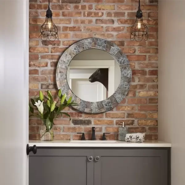 Light color shell mirror dresser mirror round decorative wall mirror home sink bathroom mirror 2025 - Image 2