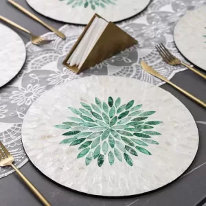 floral green placemats-Green Placemats-shell placemat