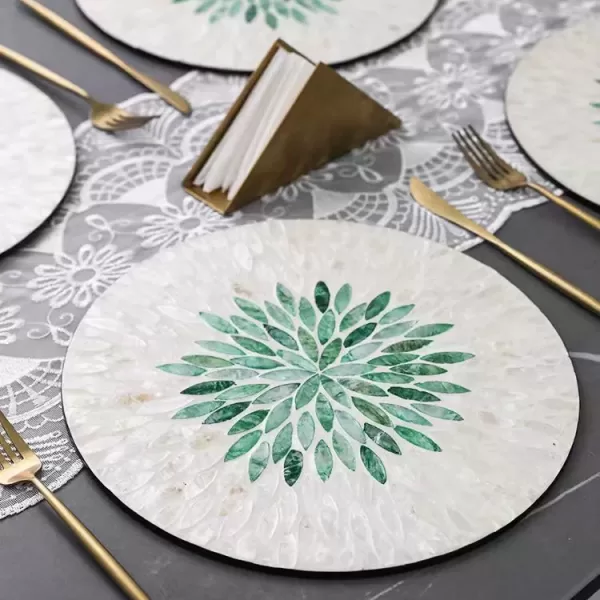 floral green placemats-Green Placemats-shell placemat